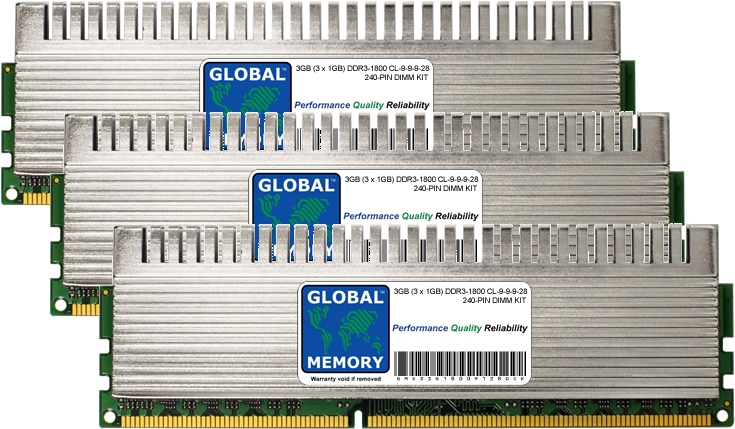 3GB (3 x 1GB) DDR3 1800MHz PC3-14400 240-PIN OVERCLOCK DIMM MEMORY RAM KIT FOR PC DESKTOPS/MOTHERBOARDS